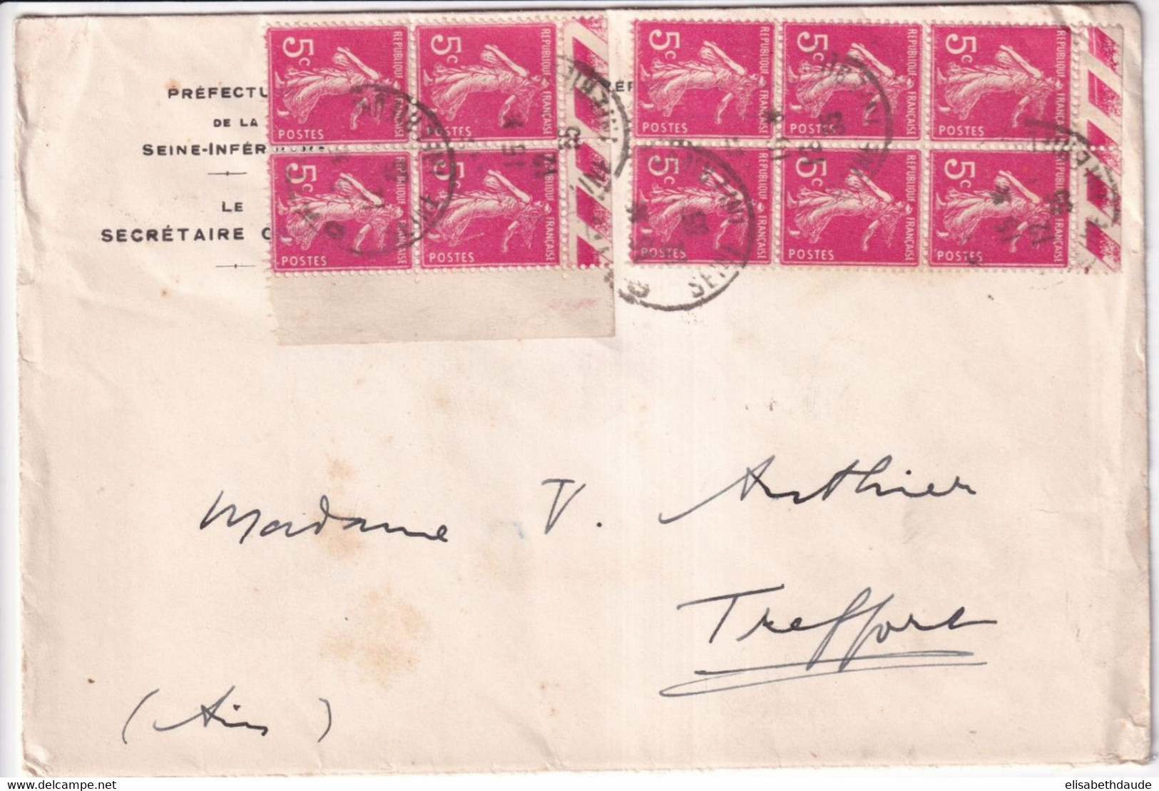 SEMEUSE CAMEE 5c BLOCS De 4 + 6 ! - 1935 - ENVELOPPE De ROUEN - 1906-38 Semeuse Camée