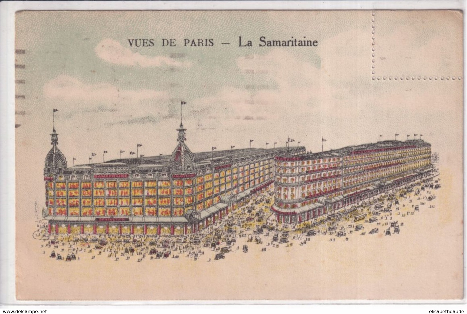 SEMEUSE CAMEE 40c ROULETTE ! - 1927 - CP PUB ILLUSTREE De LA SAMARITAINE à PARIS => ISSOIRE - 1906-38 Semeuse Camée