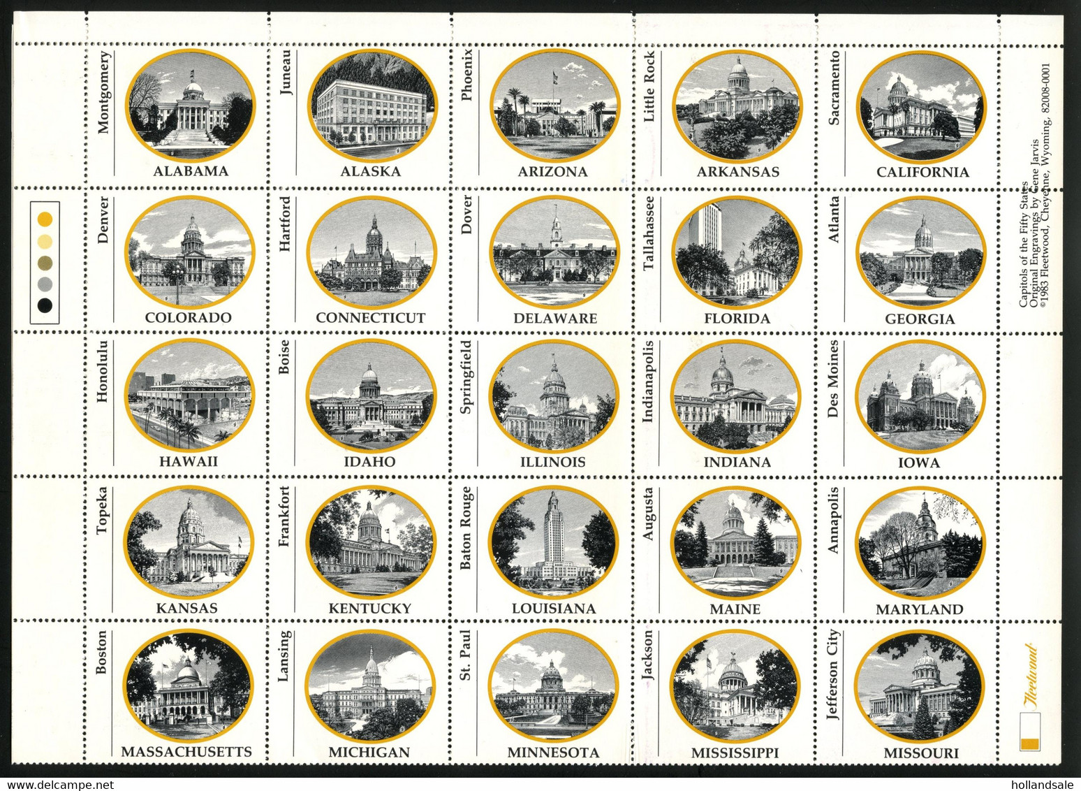 U.S.A. - Complete Unused Pane Of 50 Stams (labels) ' Capitals Of The 50 States.. MNH. Issued 1983. - Sin Clasificación