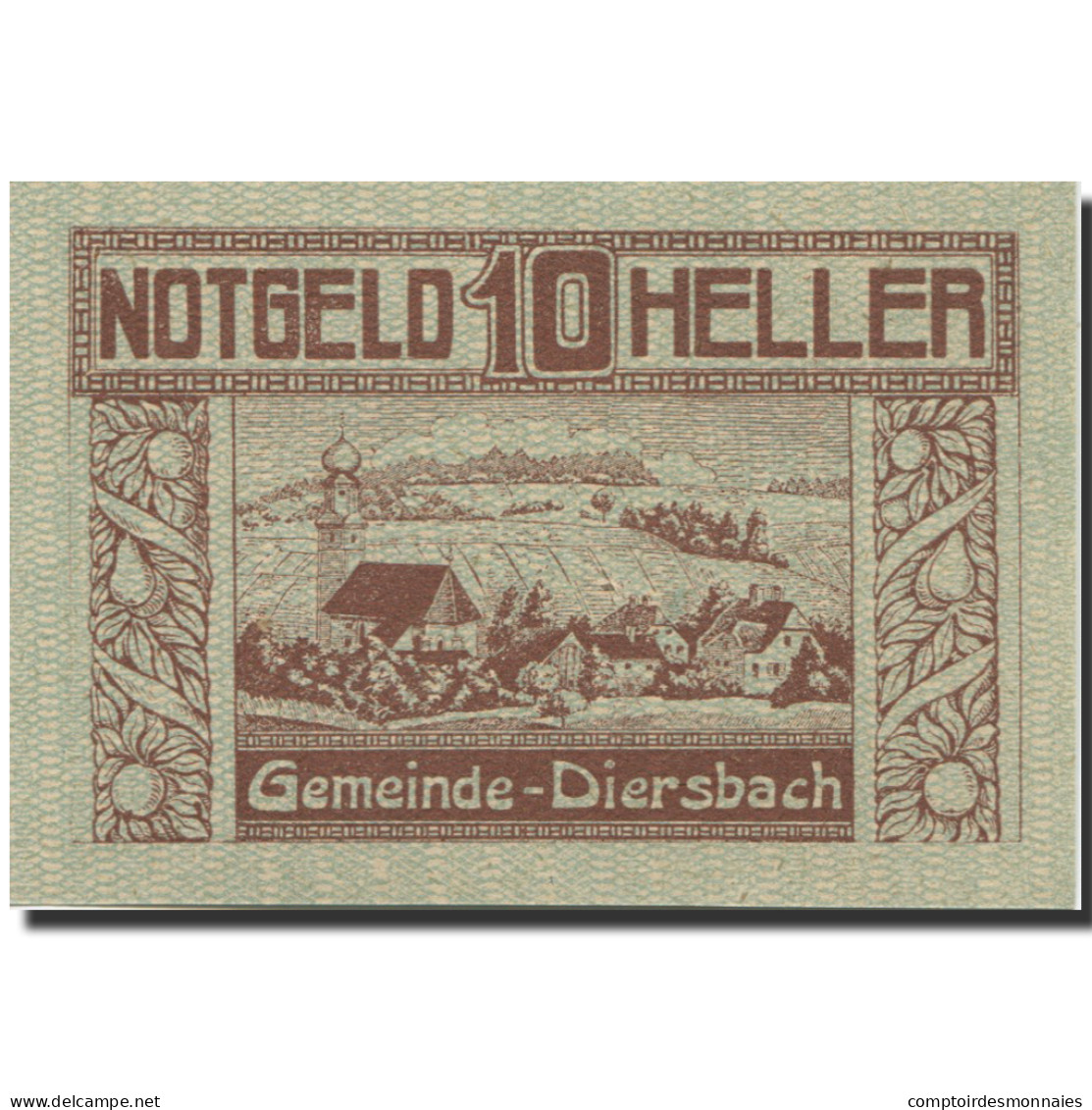 Billet, Autriche, Diersbach, 10 Heller, Village 1920-10-30, SPL, Mehl:FS 122a - Autriche