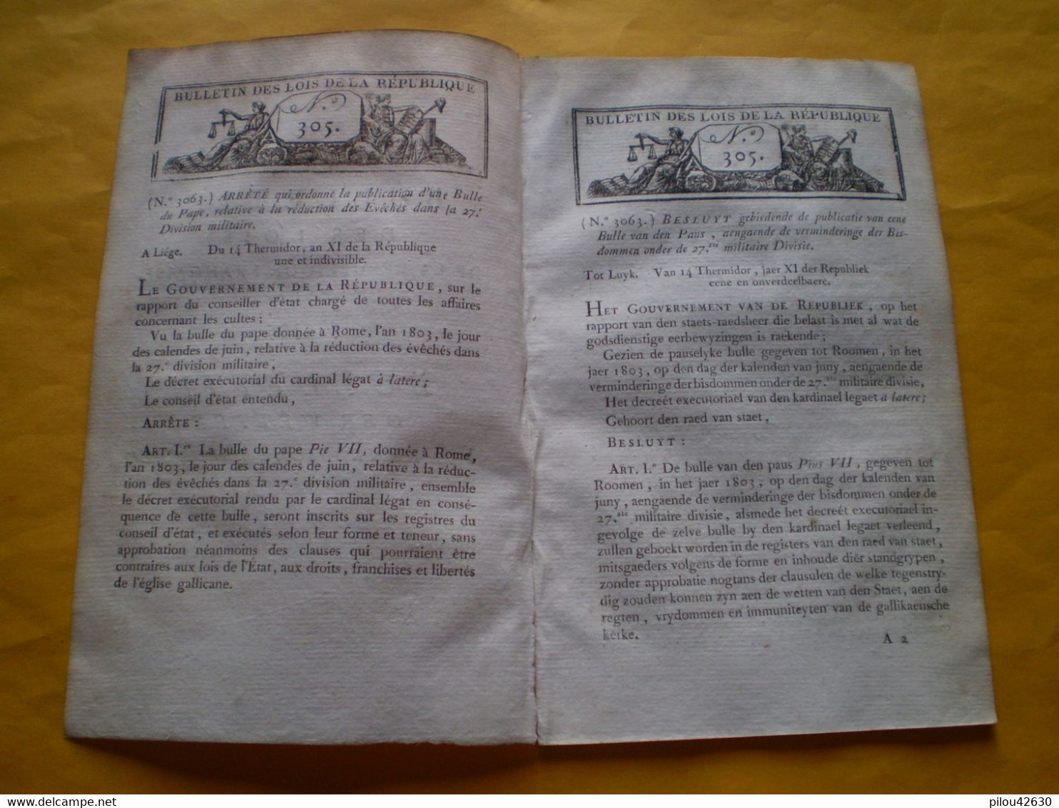 Lois An XI.Bulle Du Pape Pie VII,organisation Ecclésiastique Du Piémont Saluces Acqui Coni Asti Verceil Iurée Alexandrie - Décrets & Lois