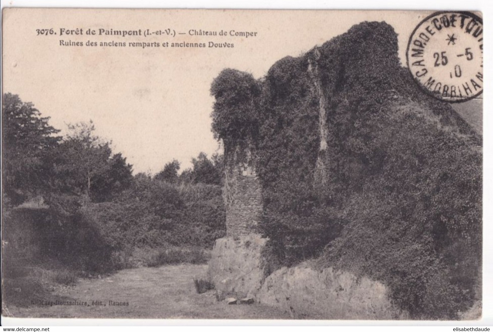 1910 - MORBIHAN - CP OBLITERATION MILITAIRE SPECIALE Du CAMP De COETQUIDAN ! Sur SEMEUSE - SUP ! - Militaire Stempels Vanaf 1900 (buiten De Oorlog)