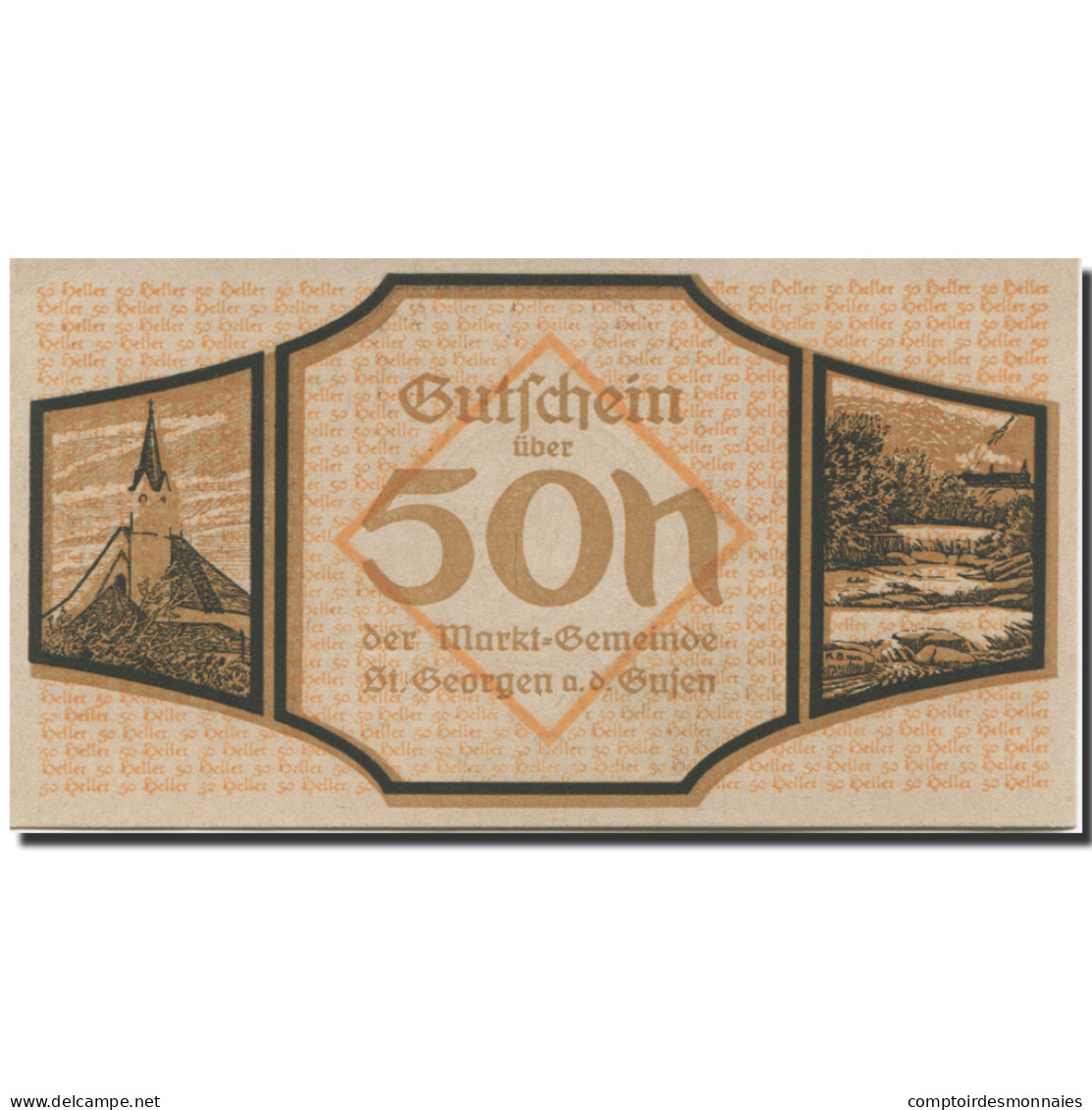 Billet, Autriche, St Georgen, 50 Heller, Eglise, SPL, Mehl:FS 886I - Autriche