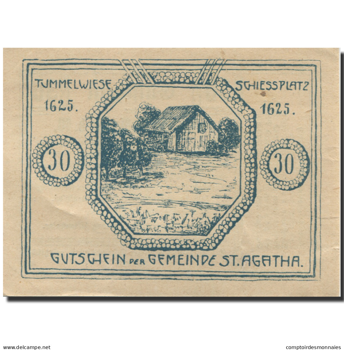 Billet, Autriche, St Agatha, 30 Heller, Chalet 1920-12-31, SPL, Mehl:FS 877I - Autriche