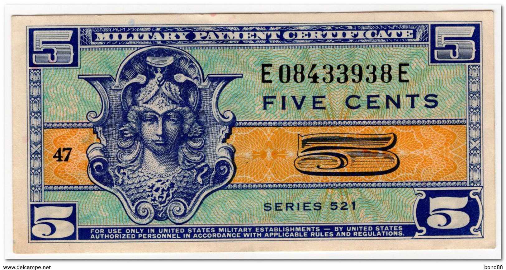 UNITED STATES,MILITARY PAYMENT CERTIFICATE,5 CENTS,1954,P.M29,XF+ - 1954-1958 - Serie 521