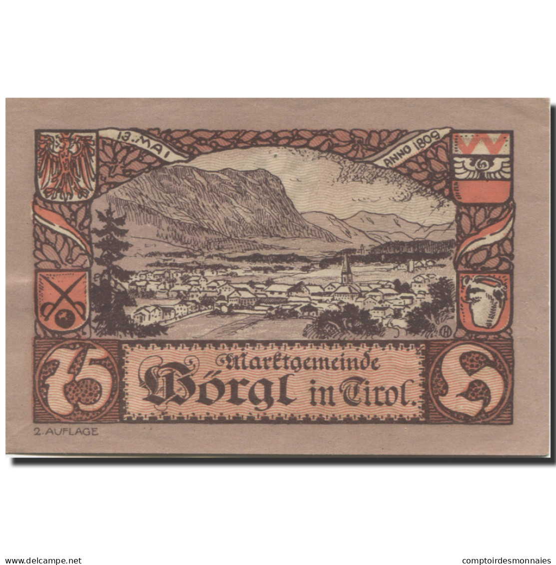 Billet, Autriche, Worgl, 75 Heller, Statue, 1920, 1920-12-31, SPL, Mehl:FS 1252a - Autriche