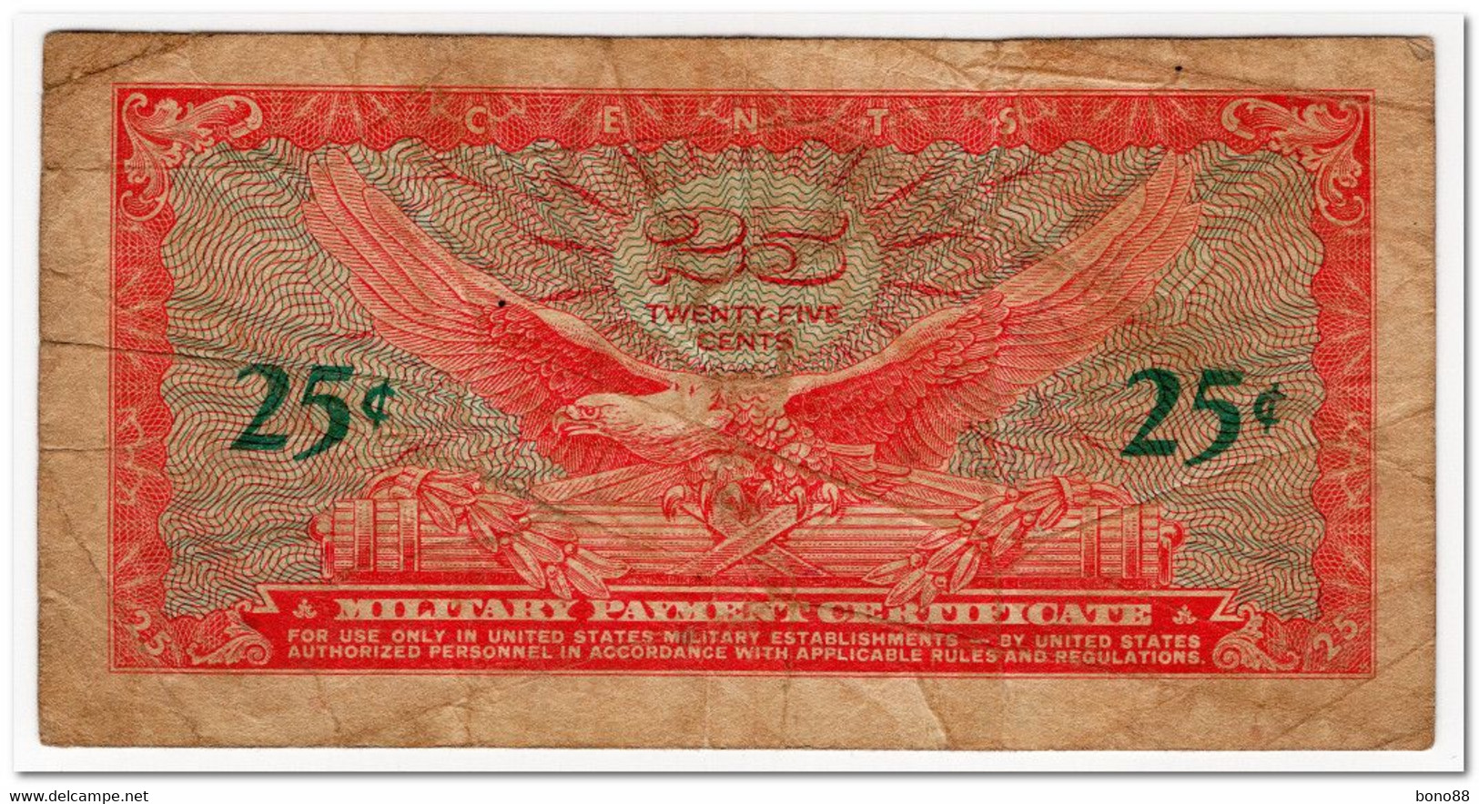 UNITED STATES,MILITARY PAYMENT CERTIFICATE,25 CENTS,1965,P.M59,aF - 1965-1968 - Serie 641