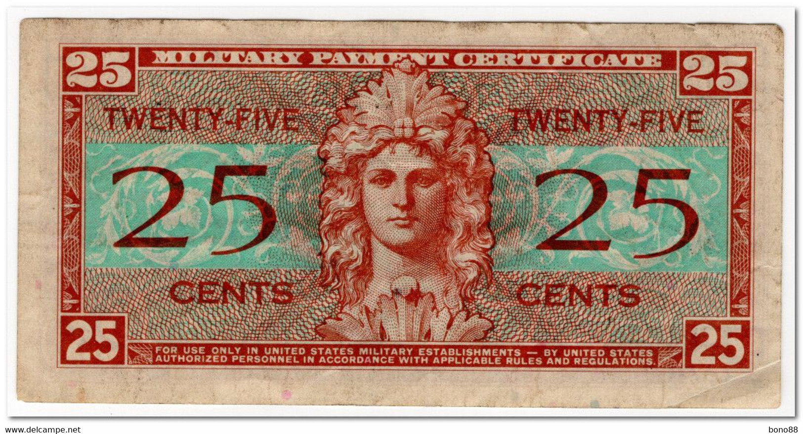 UNITED STATES,MILITARY PAYMENT CERTIFICATE,25 CENTS,1954,P.M31,VF-XF - 1954-1958 - Reeksen 521