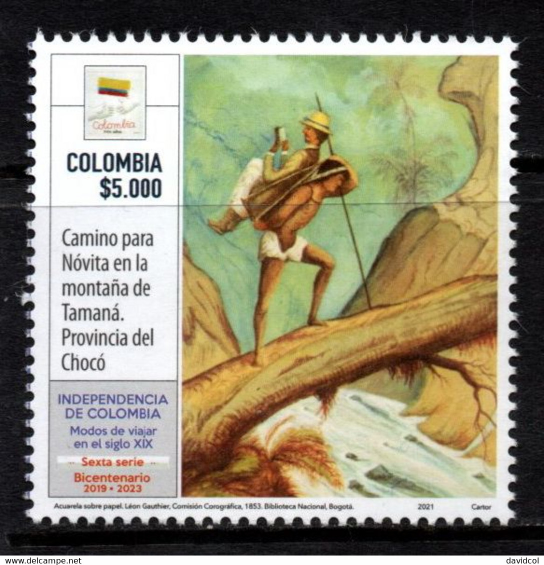 A942E - KOLUMBIEN - 2021- MNH-NOVITA, CHOCO PROVINCE- INDEPENDENCE 6TH ISSUE - WAYS OF TRAVELING IN THE XIX CENTURY - Colombia