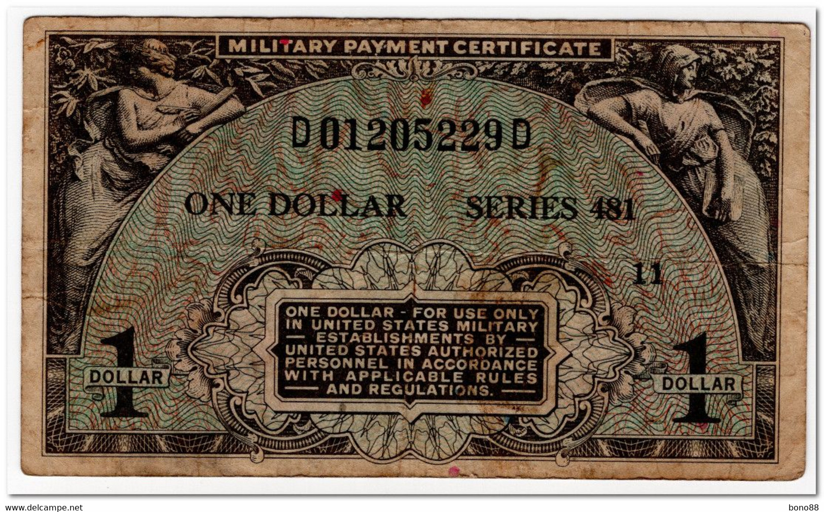 UNITED STATES,MILITARY PAYMENT CERTIFICATE,1 DOLLAR,1951,P.M26,F+ - 1951-1954 - Serie 481