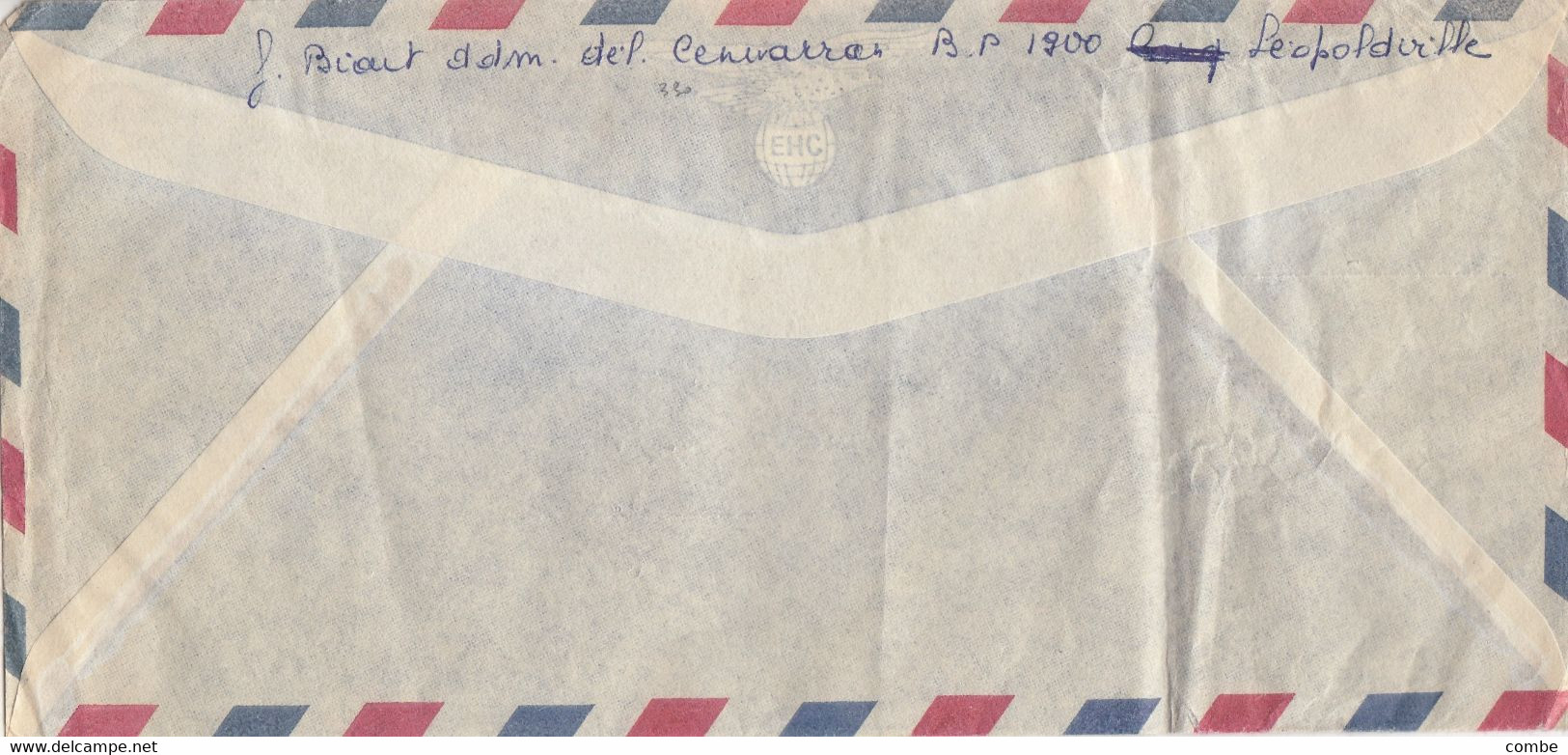 LETTRE. CONGO. 1 7 60. LEOPOLDVILLE. PAR AVION. POUR MONT ST AMAND BELGIQUE. 9 TIMBRES/  2 - Covers & Documents