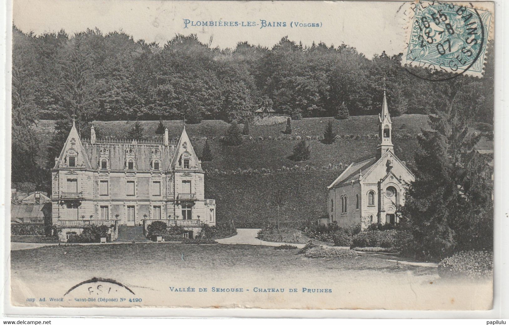 DEPT 88 : Imp. Ad Weick N° 4190 : Plombières Les Bains Vallée De Semouse , Château De Pruines - Plombieres Les Bains