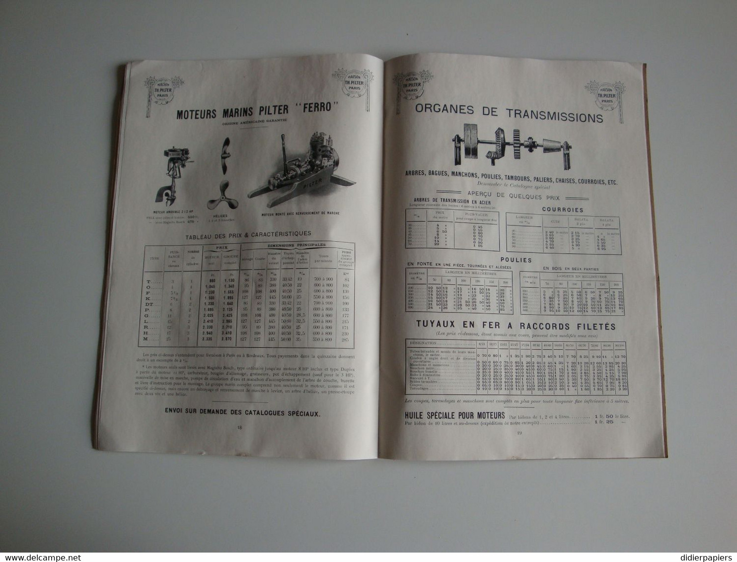 Catalogue Pour Les Moteurs PILTER à Essence,benzol,gaz Pauvre à Paris,agriculture,industrie - 1900 – 1949