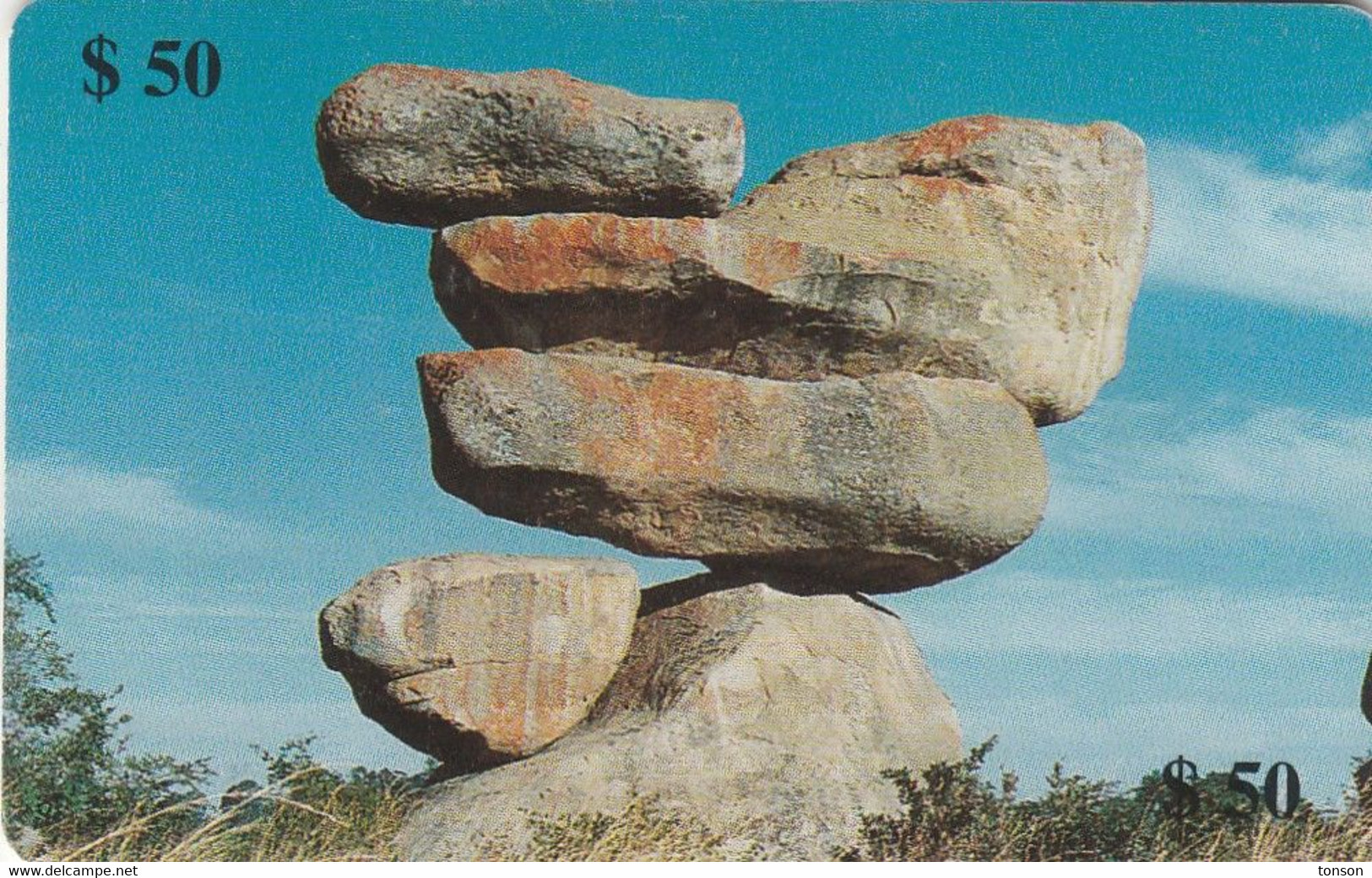 Zimbabwe, ZIM-16, $50, Suspended Rocks (08/2000), 2 Scans. - Zimbabwe