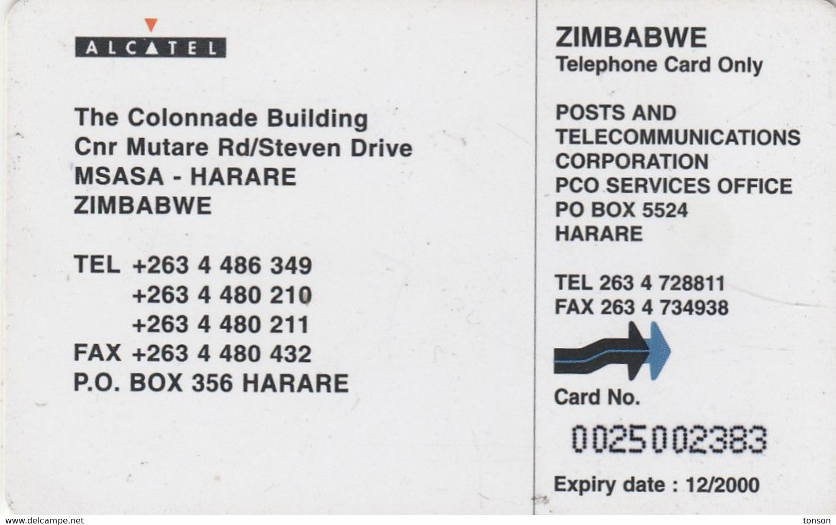Zimbabwe, ZIM-33, $100, Alcatel 100, 2 Scans. - Simbabwe