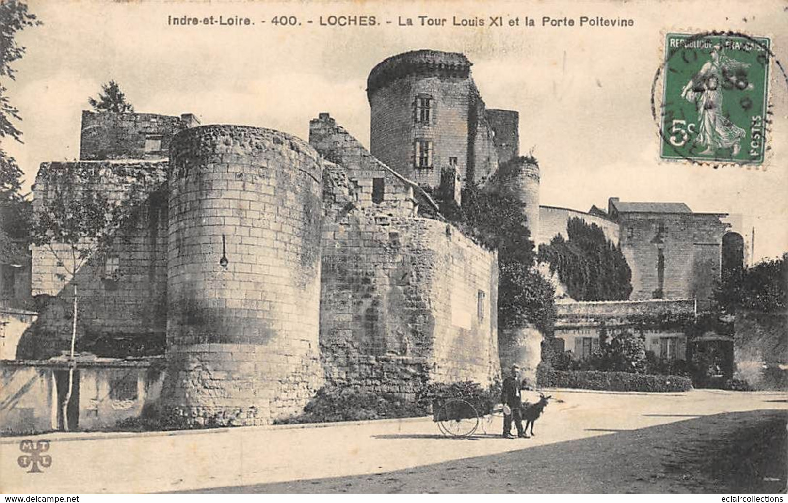 Loches         37         La Tour Louis XI, La Porte Poitevine. Attelage De Chèvre.   (scan) - Loches