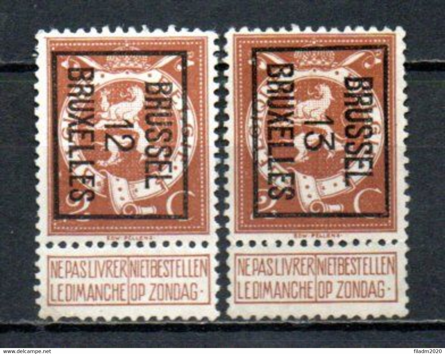 PREO 33 & 41 Op Nr 109 BRUSSEL 12 & 13 BRUXELLES - Positie B - Typos 1912-14 (Lion)