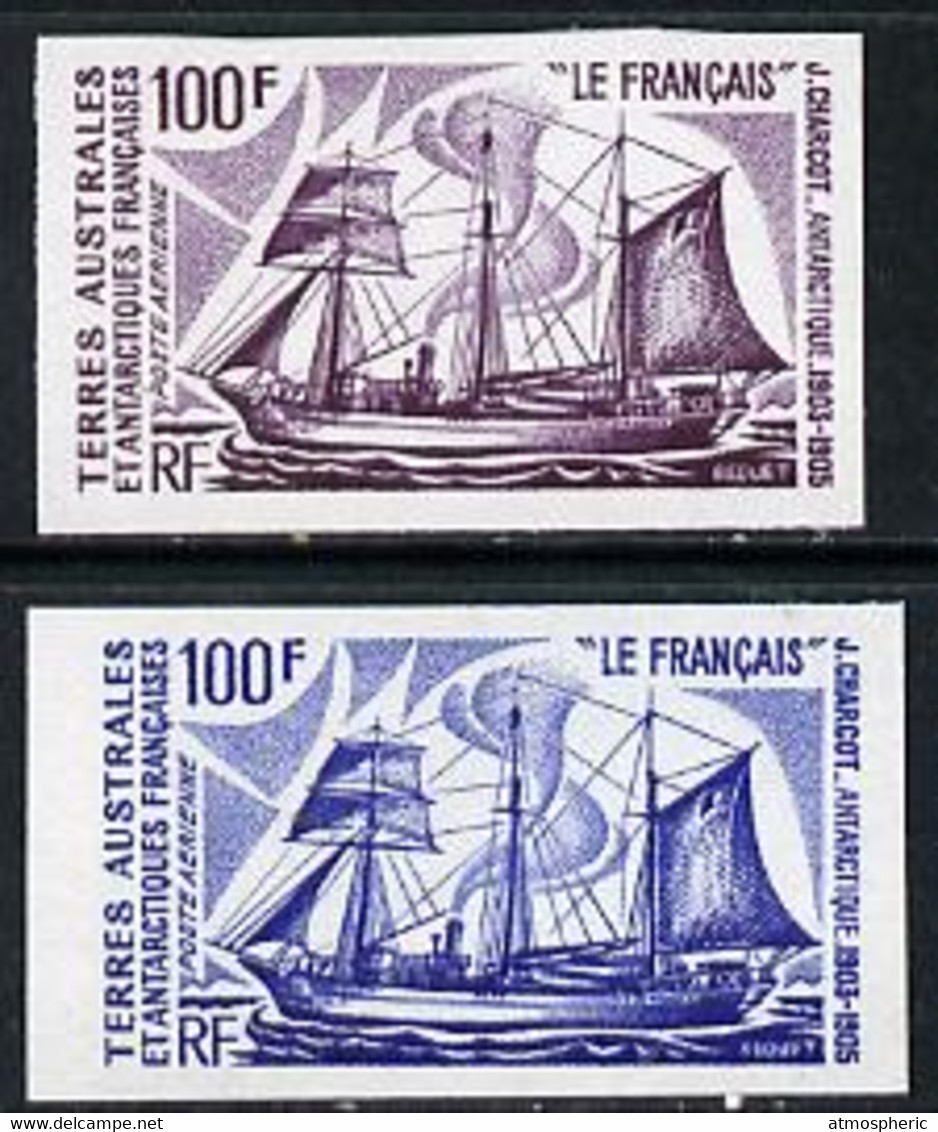 French Southern & Antarctic Territories 1974 Charcot's Antarctic Voyages 100f (Le Francais) Two Different Imperf Colour - Oehna