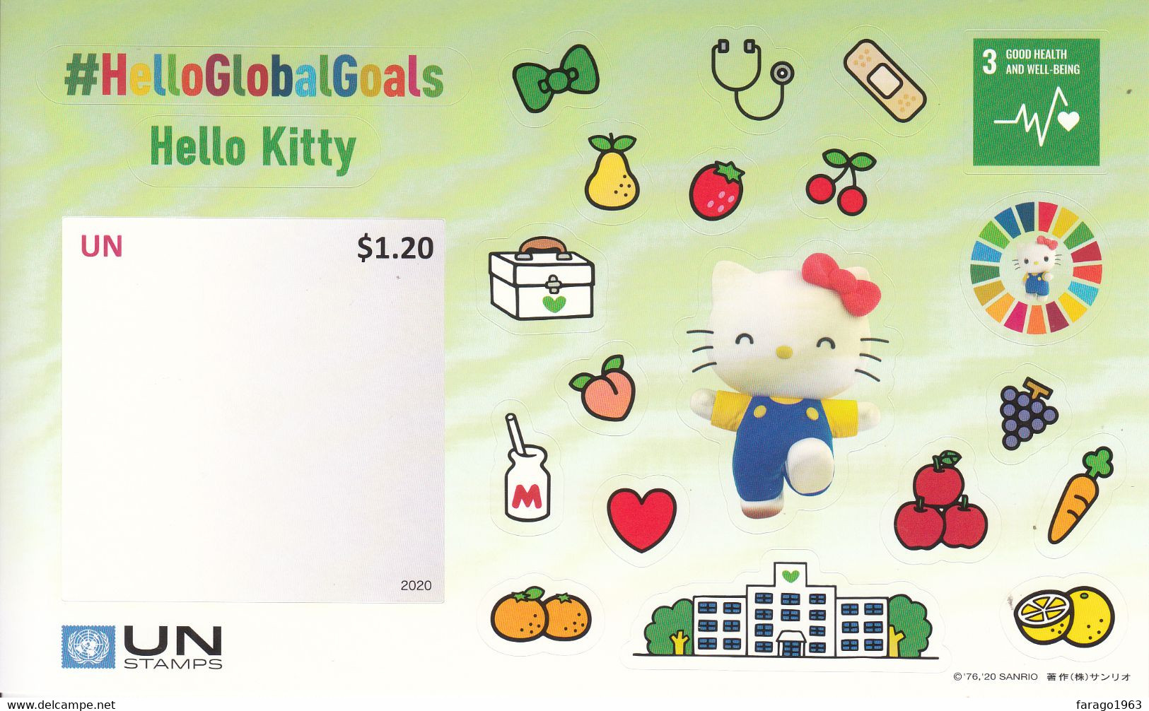 2020 United Nations  Good Health #HelloGlobalGoals Hello Kitty Souvenir Sheet MNH - Altri & Non Classificati