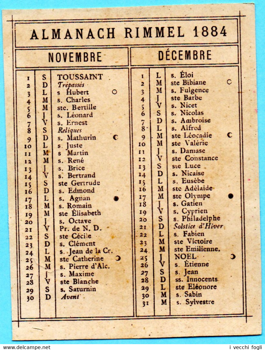 Une Chromo RIMMEL Almanach Calendrier 1884, Fleurs D'Orient. Buste De Fille Chinoise. Mois Septembre Et Octobre. - Small : ...-1900