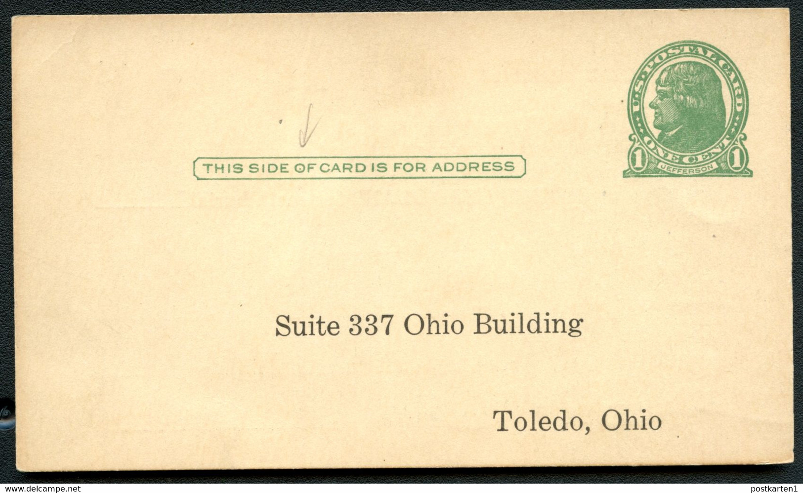 UX27 UPSS S37D Postal Card PLATE FLAW 1925 Cat. $20.00+ - 1921-40