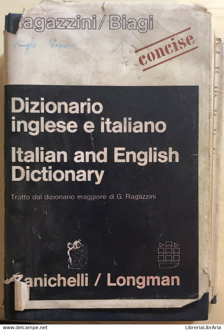 Dizionario Inglese E Italiano Di Ragazzini/Biagi, 1972, Zanichelli/longman - Cursos De Idiomas