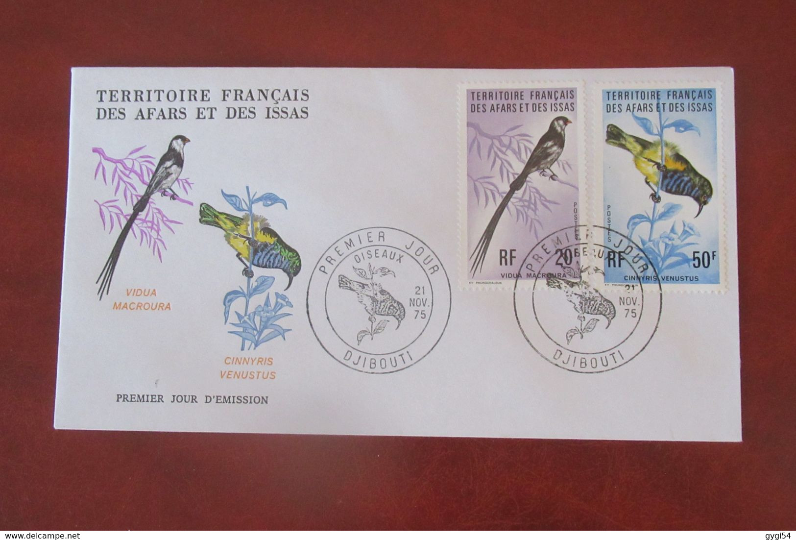 TERRITOIRE FRANCAIS Des AFARS Et ISSAS Oiseaux   21 11  1975    Enveloppe FDC 1er Jour  Djibouti - Brieven En Documenten