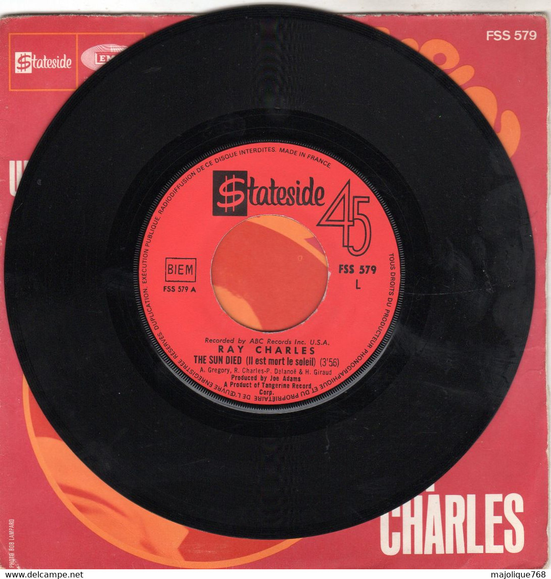 Disque De Ray Charles - The Sun Died (il Est Mort Le Soleil) - Statesite FSS 579 - France 1968 - Soul - R&B