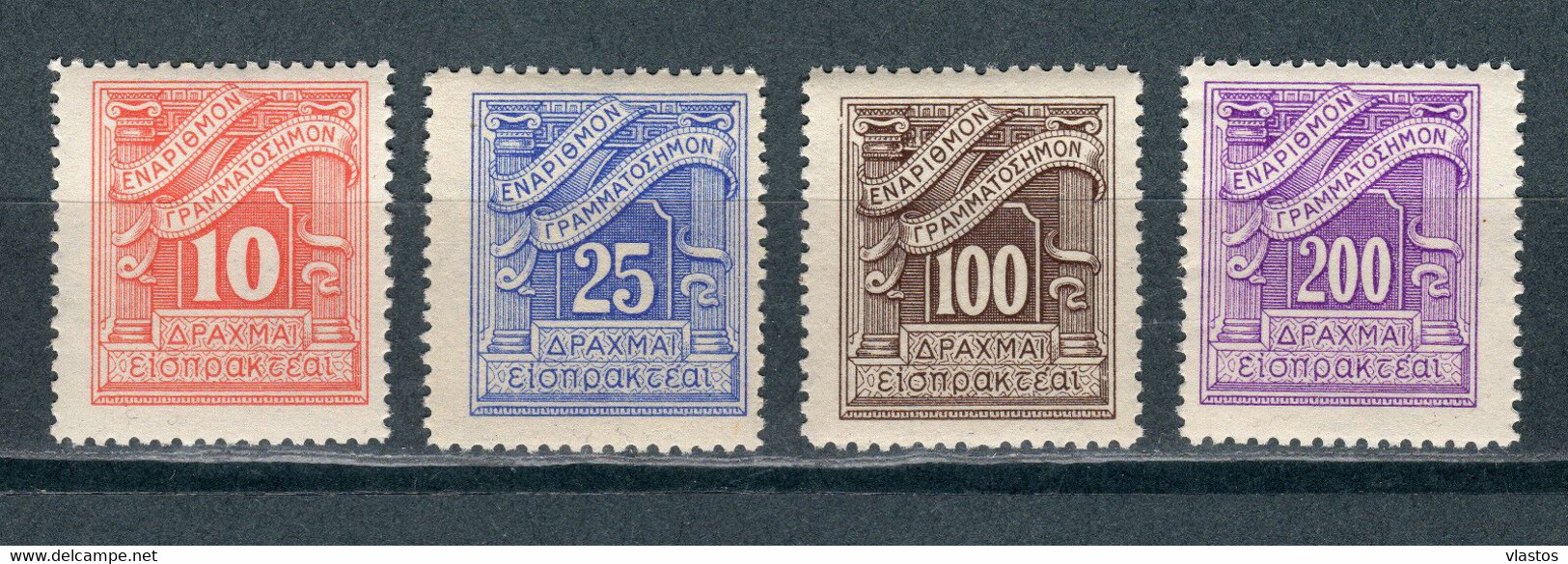 GREECE POSTAGE DUE (TAX) 1943 LITHOGRAPHIC ISSUE (Vl. D101/D104) MNH - Ungebraucht