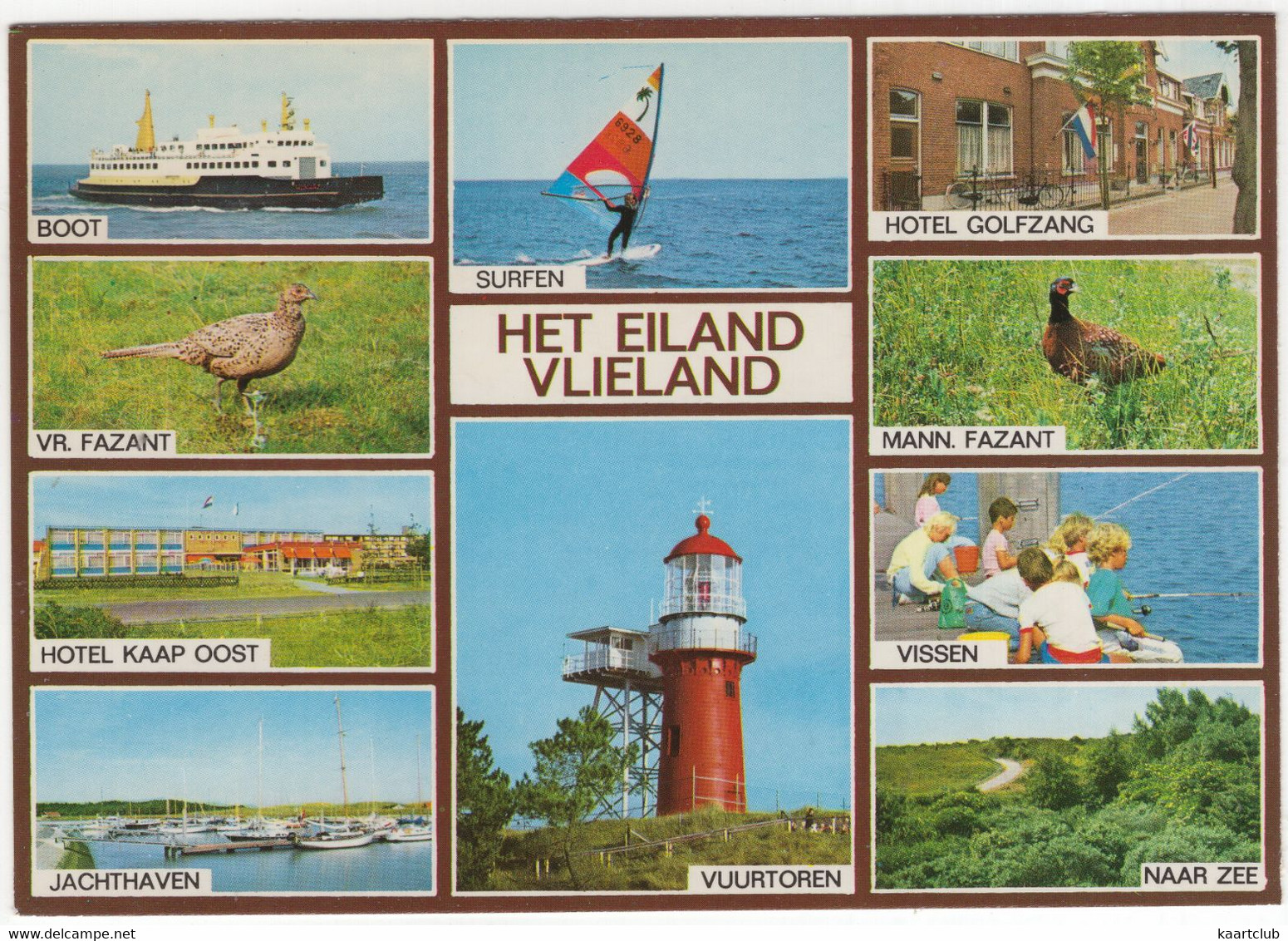Eiland Vlieland: Boot, Surfen, Hotel Golfzang, Kaap Oost, Vuurtoren, Fazant, Jachthaven (Nederland/Holland) - Nr. VLD 63 - Vlieland