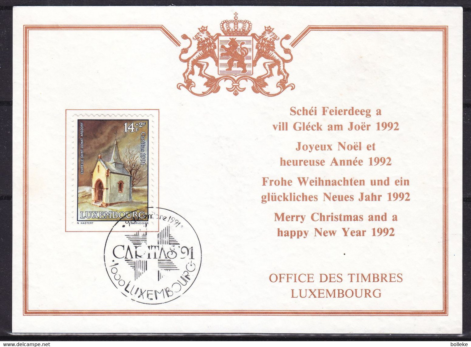 Luxembourg - Carte De 1990 - Oblit Luxembourg - Chapelle - - Cartas & Documentos