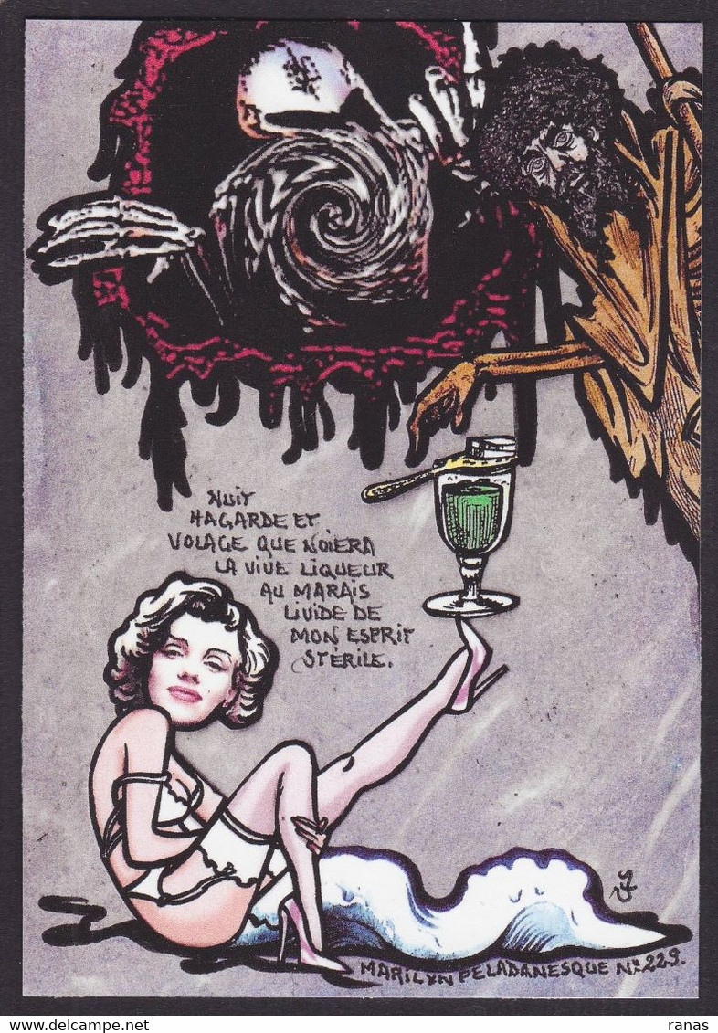 CPM Absinthe Tirage Signé 30 Exemplaires Numérotés Signés Par JIHEL Marilyn Monroe Péladan. - Comics