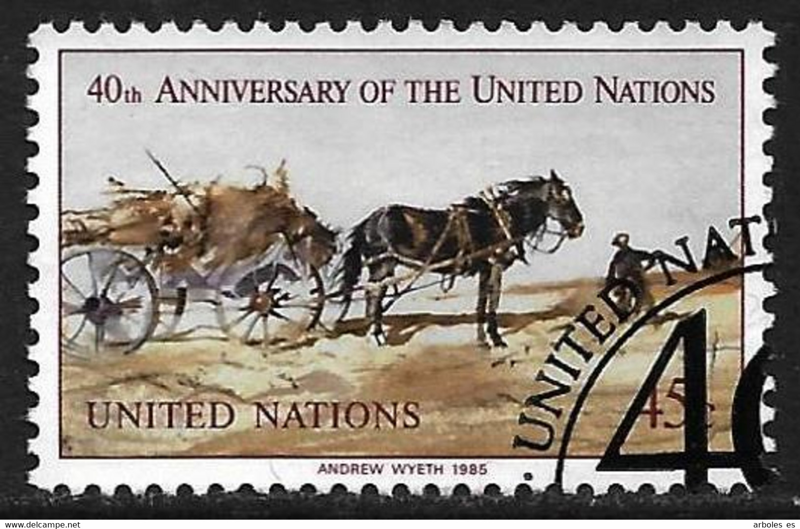Naciones Unidas - New York - Xl Aniversario O.N.U. - Año1985 - Catalogo Yvert N.º 0439 - Usado - - Oblitérés