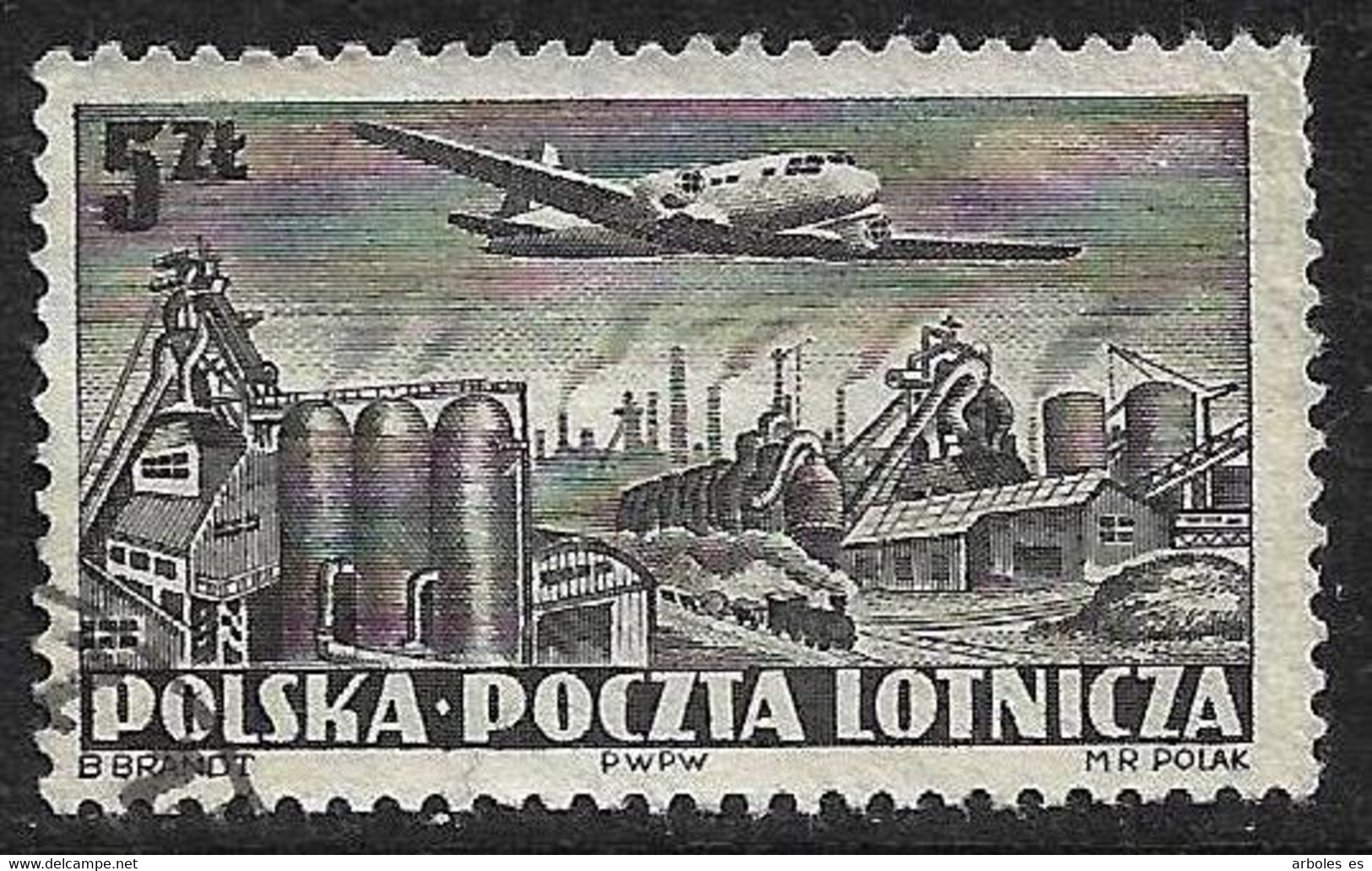 Polonia - Serie Básica - Año1952 - Catalogo Yvert N.º 0031 - Usado - Aéreo - Oblitérés