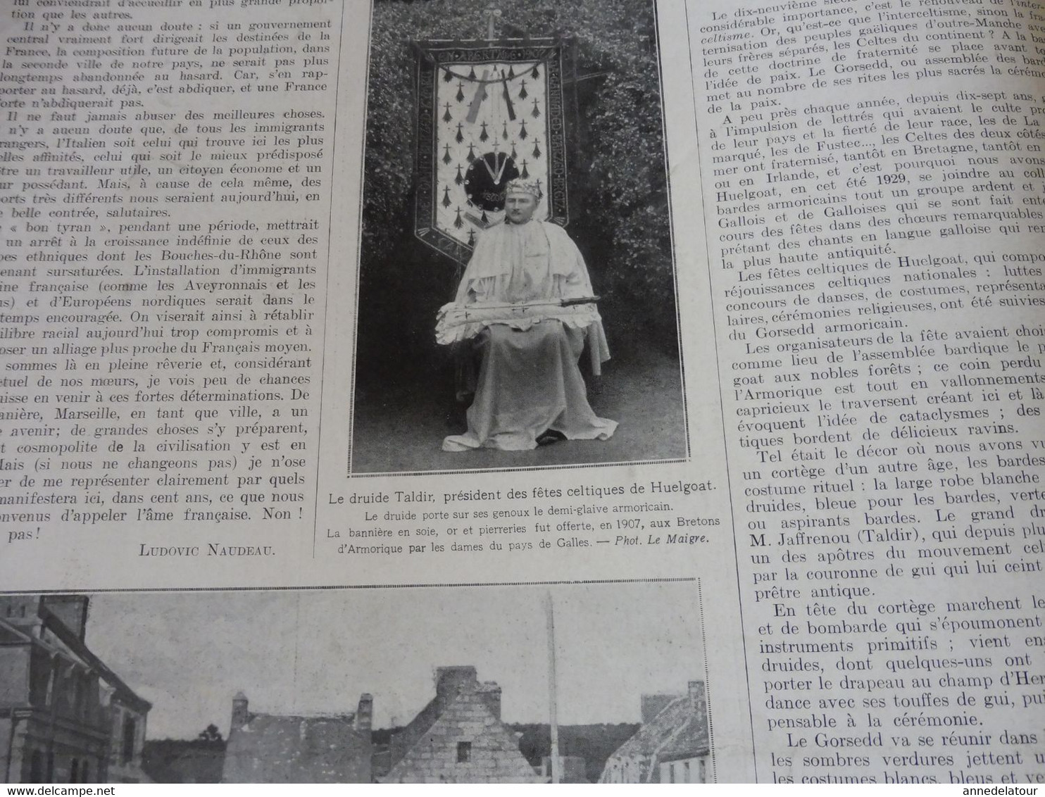 1929 L'ILLUSTRATION :Bouches du Rhône (Marseille,Aix-en-Provence ,etc ;Druides,Bardes,Ovates de Bretagne à Huelgoat ;Etc