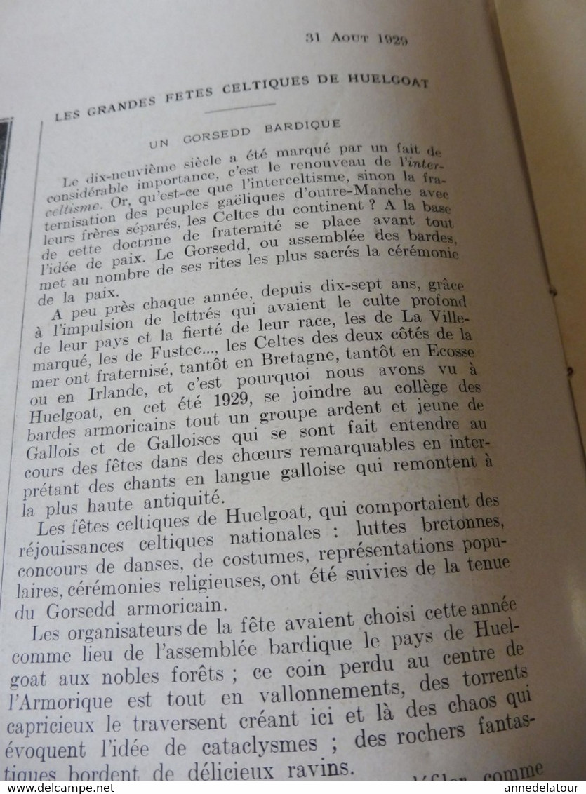 1929 L'ILLUSTRATION :Bouches du Rhône (Marseille,Aix-en-Provence ,etc ;Druides,Bardes,Ovates de Bretagne à Huelgoat ;Etc