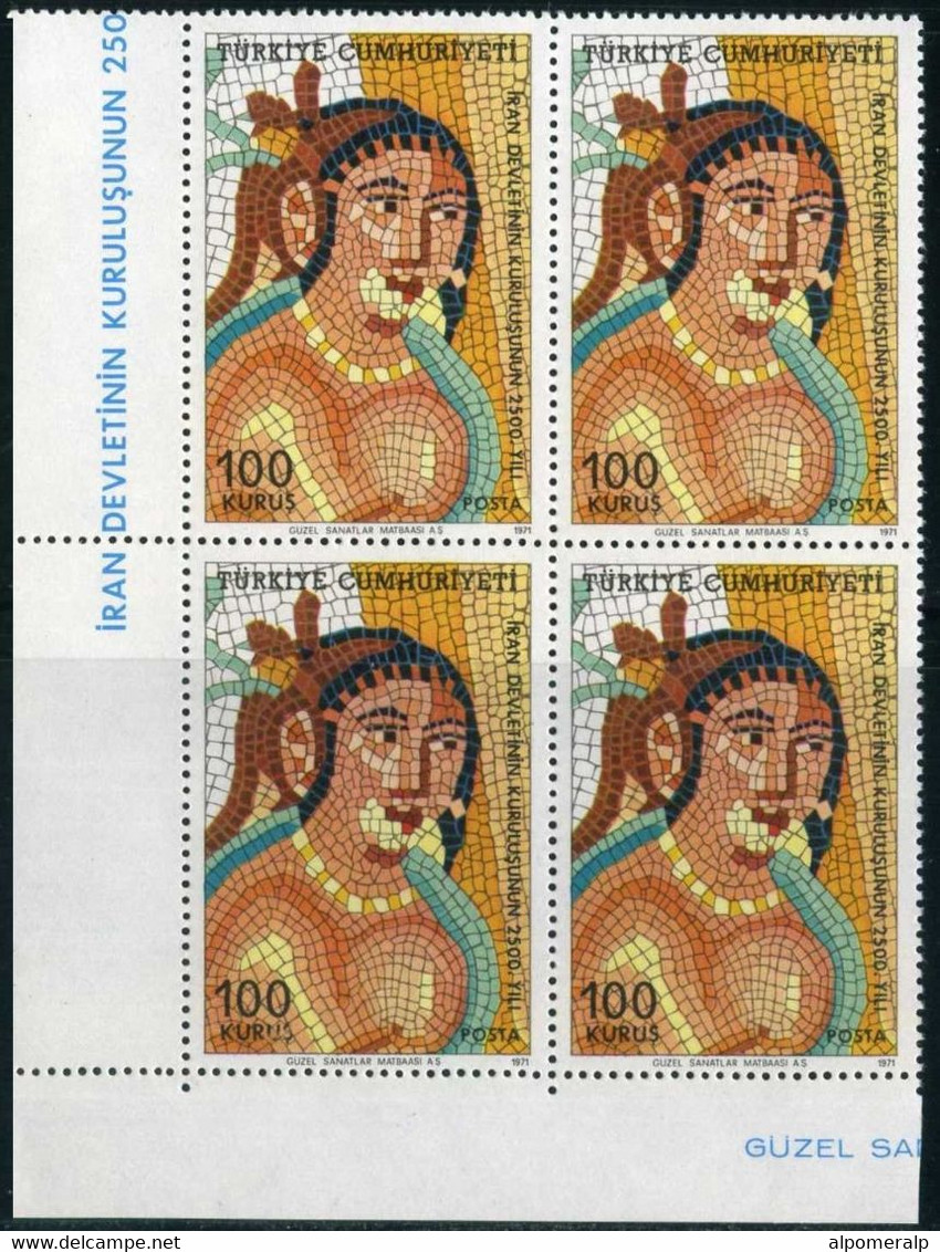 Turkey 1971 Mi 2241-2243 MNH [Block Of 4] 2500th Anniversary Of Iran - Unused Stamps