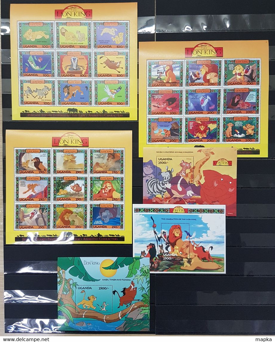 ZZ1012 UGANDA CARTOONS WALT DISNEY THE LION KING CHARACTERS !!! FULL 3KB+3BL MNH - Disney