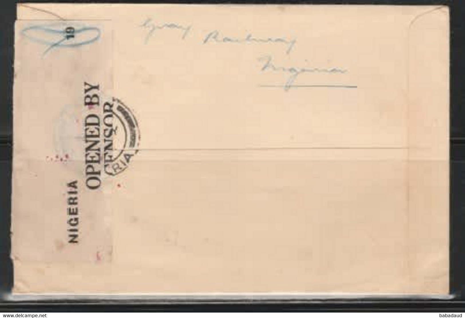 Nigeria, Air Mail 1s3d EBUTI.... 4 JY 41   > S.Africa,  OPENED BY CENSOR 19 NIGERIA Labe,l LAGOS Transit - Nigeria (...-1960)