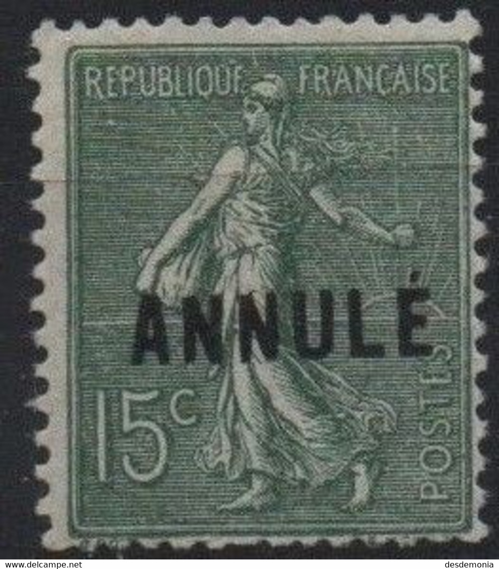 France Maury C.I. 10 (Yvert 130-CI 1) * Semeuse Lignée 15c Vert-olive - Cours D'Instruction