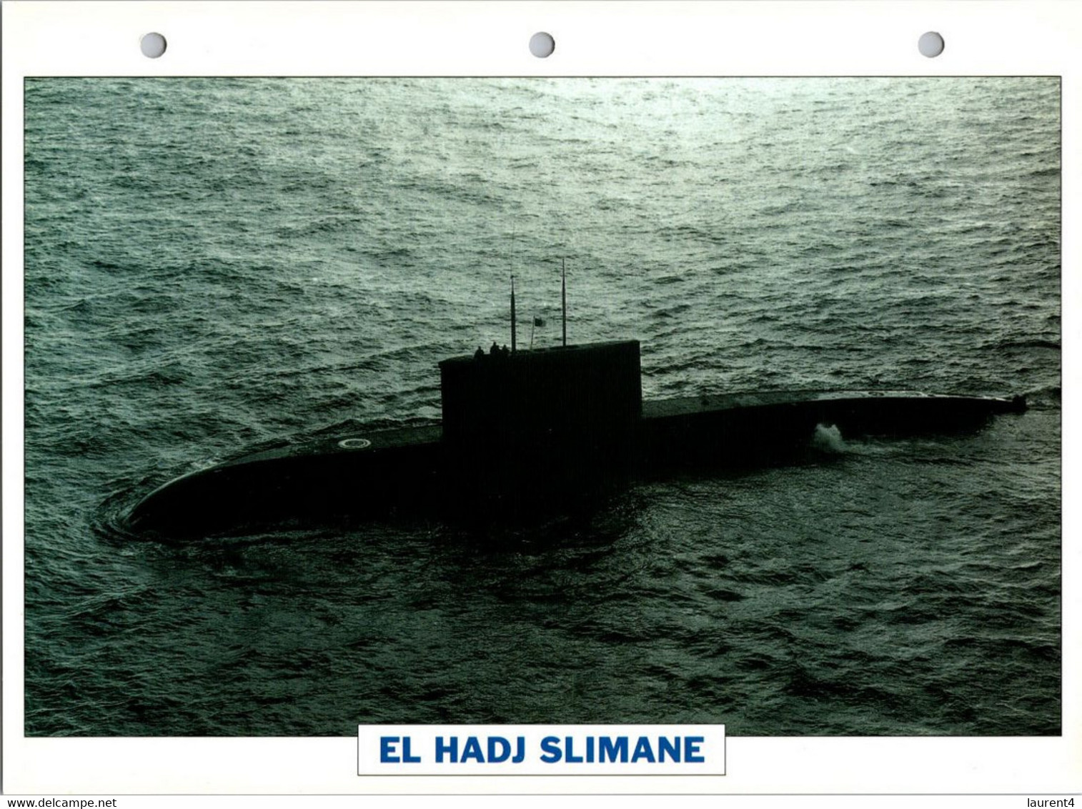 (25 X 19 Cm) (10-9-2021) - U - Photo And Info Sheet On Warship - Algeria Navy - Submarine El Hadj Slimane - Bateaux