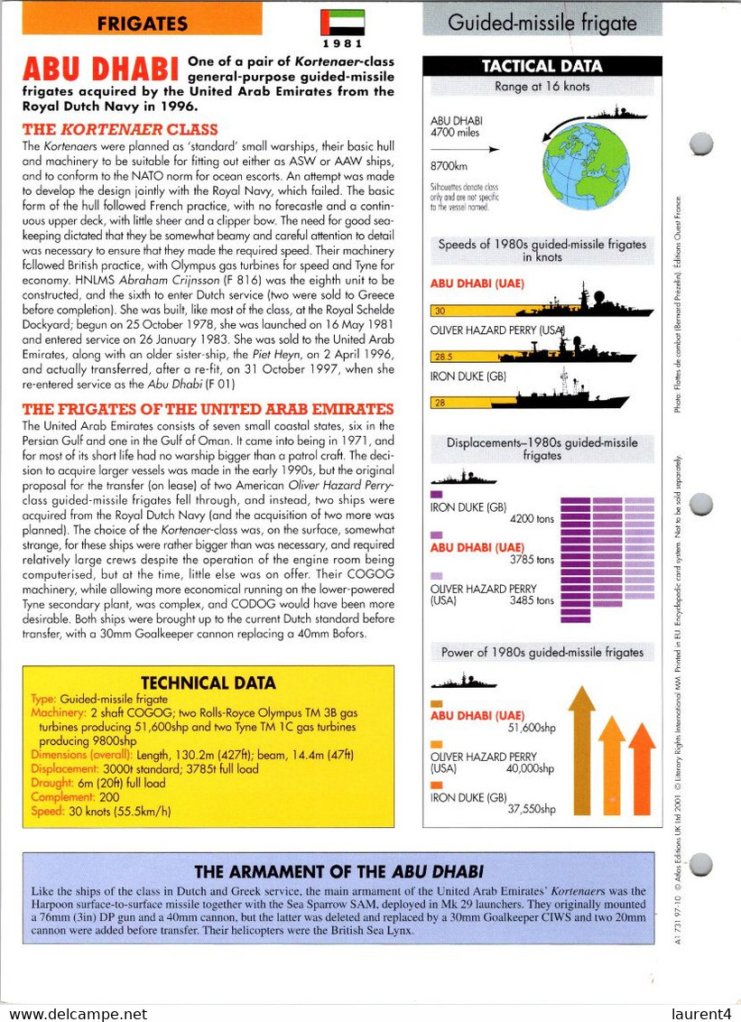 (25 X 19 Cm) (10-9-2021) - U - Photo And Info Sheet On Warship - UAE United Arab Emirates Navy - Abu Dhabi - Bateaux