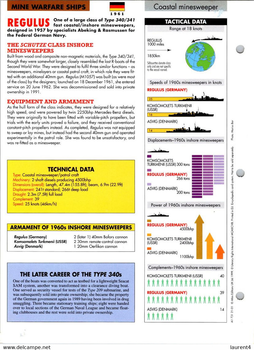 (25 X 19 Cm) (10-9-2021) - U - Photo And Info Sheet On Warship -  German Navy - Regulus - Bateaux