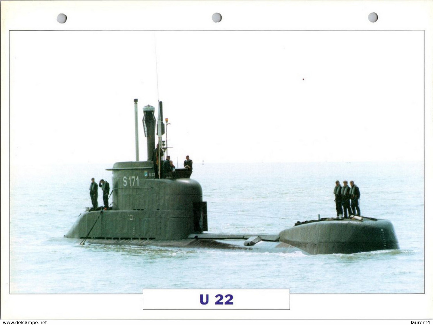 (25 X 19 Cm) (10-9-2021) - U - Photo And Info Sheet On Warship -  German Navy - Submarine U 22 (S 171) - Bateaux