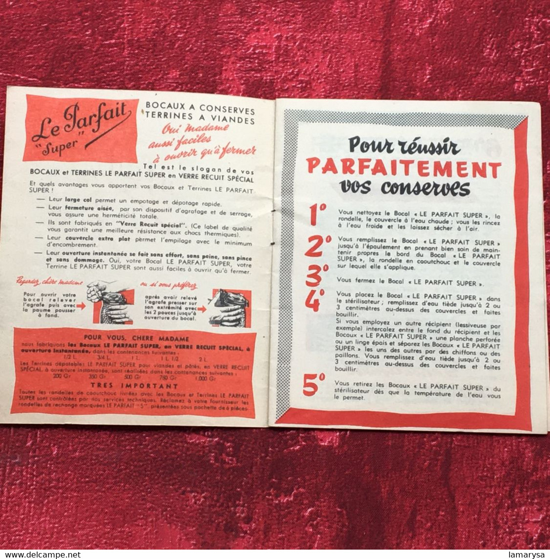 Le Parfait"Super"-Conserve-Bocal-Terrine-☛Publicité Vintage-☛Facture Document Commercial Dépliant Publicitaire Droguerie - Droguerie & Parfumerie