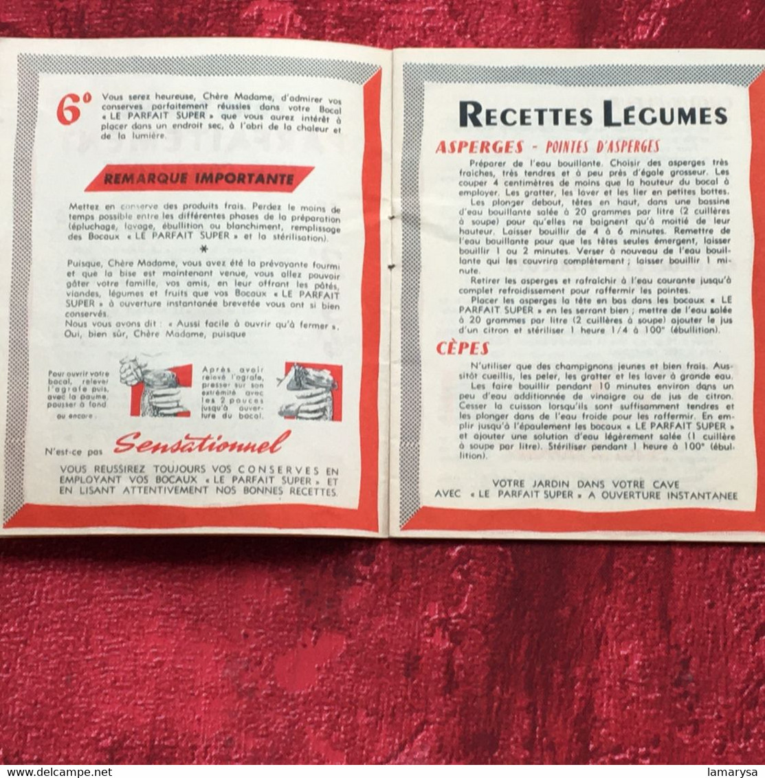 Le Parfait"Super"-Conserve-Bocal-Terrine-☛Publicité Vintage-☛Facture Document Commercial Dépliant Publicitaire Droguerie - Droguerie & Parfumerie