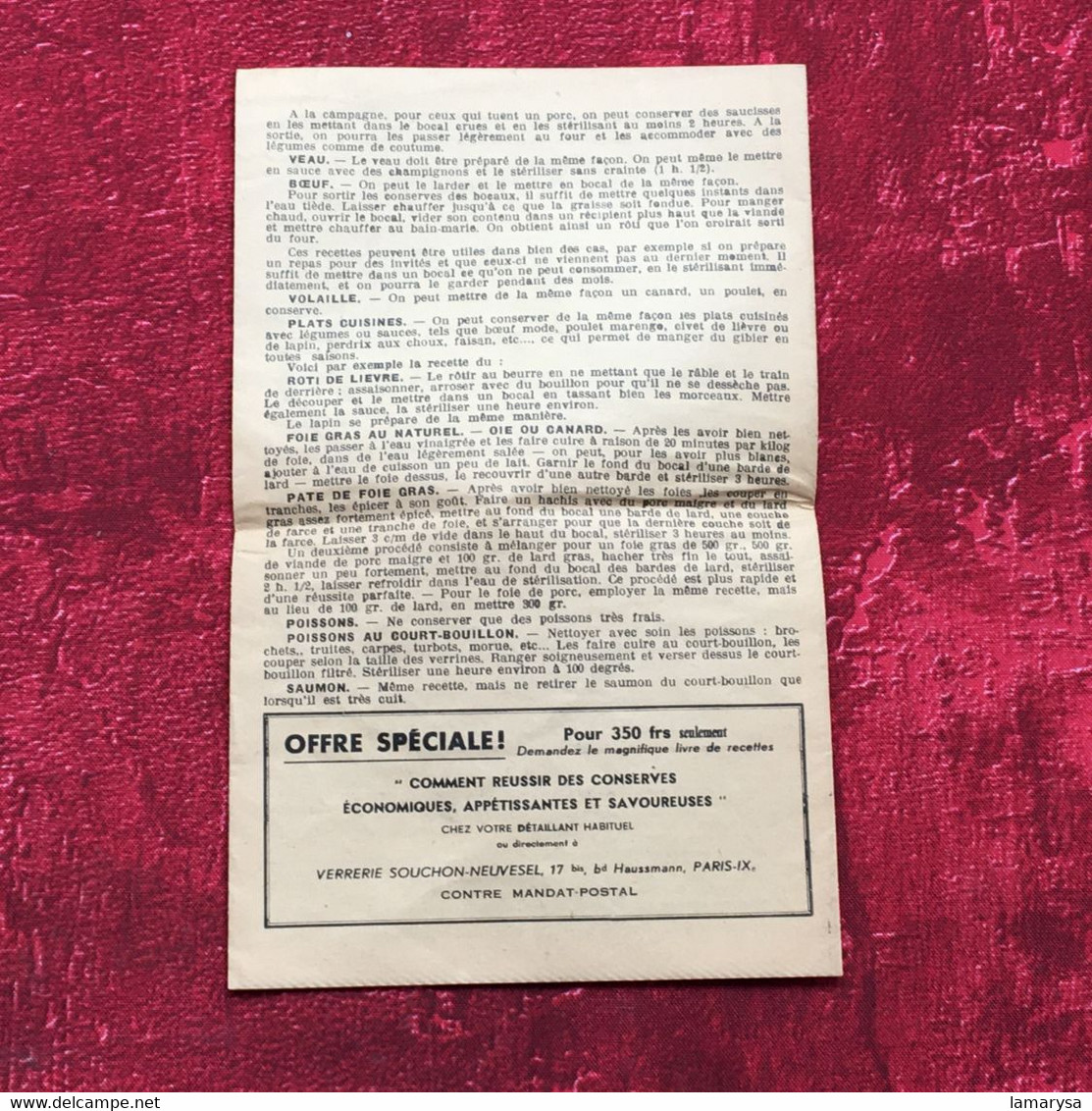 Le Pratique"Conserve-Bocal-Terrine superposable-☛Publicité Vintage-Document commercial dépliant publicitaire Rive de gie