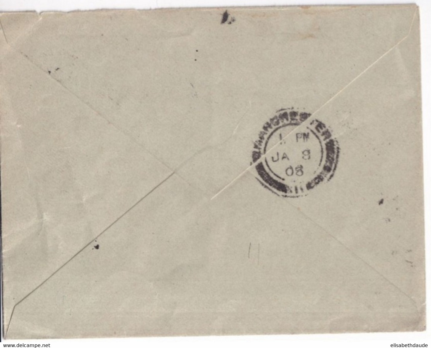 1906 - TYPE SAGE SURCHARGE - ENVELOPPE ENTIER 15c Avec COMPLEMENT SEMEUSE De ROUEN => MANCHESTER (ANGLETERRE) ! - Enveloppes Types Et TSC (avant 1995)