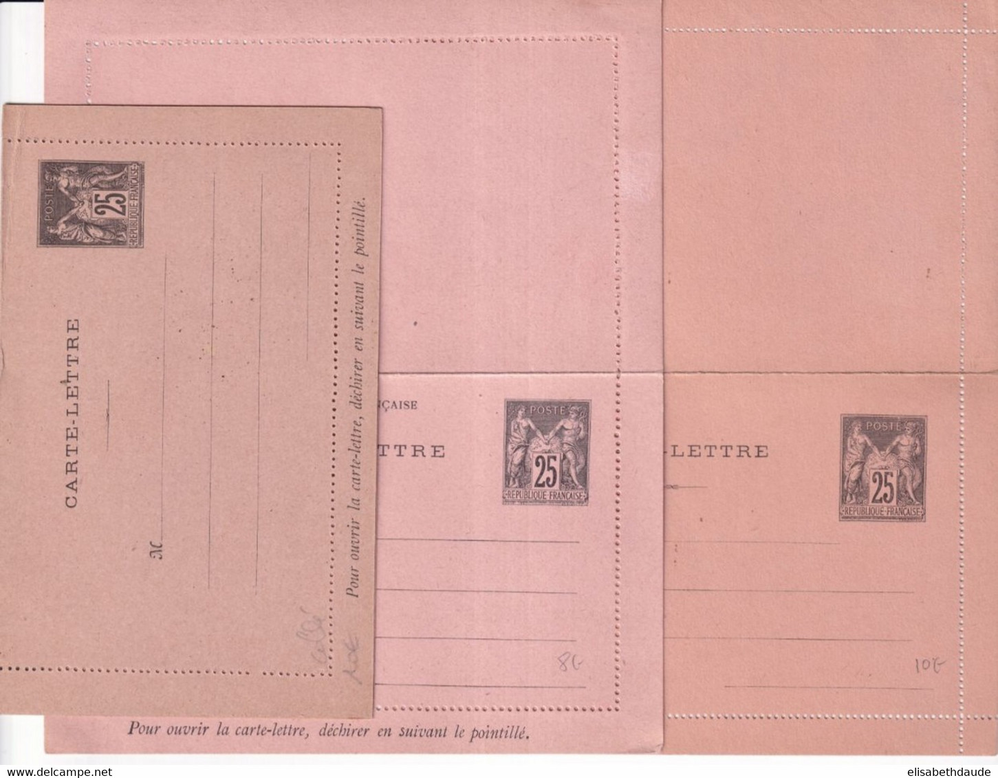 1886/1898 - TYPE SAGE - CARTE-LETTRE ENTIER 25c X3  DIFFERENTES ! NEUVES - COTE 2005 = 75 EUR. - Cartoline-lettere