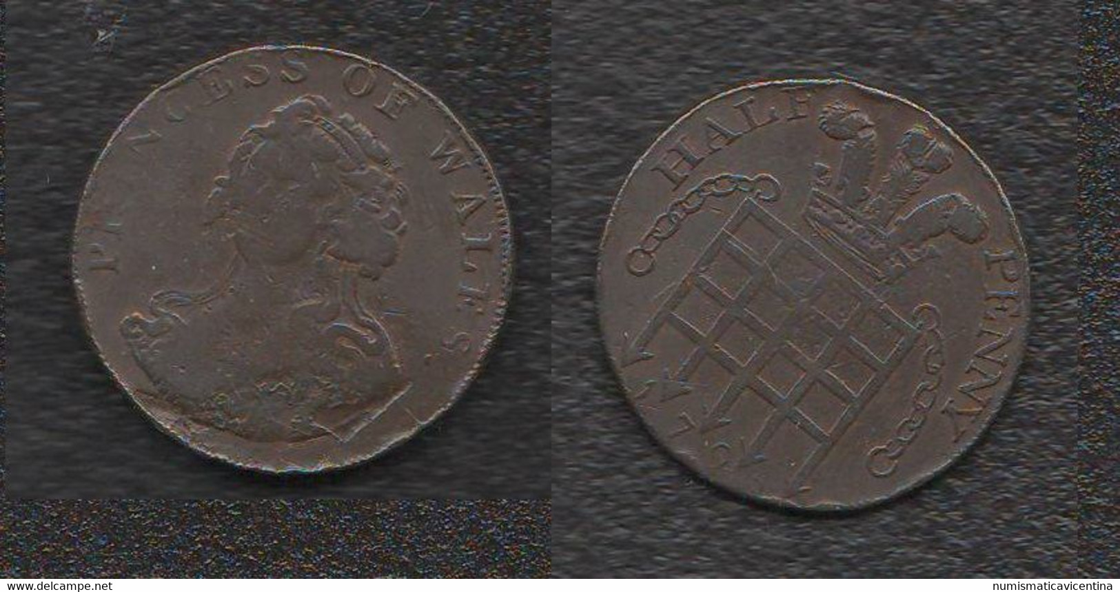 UK Half Penny Token 1794 Princess Of Wales London Token Jeton Gettone Copper Token - Altri & Non Classificati